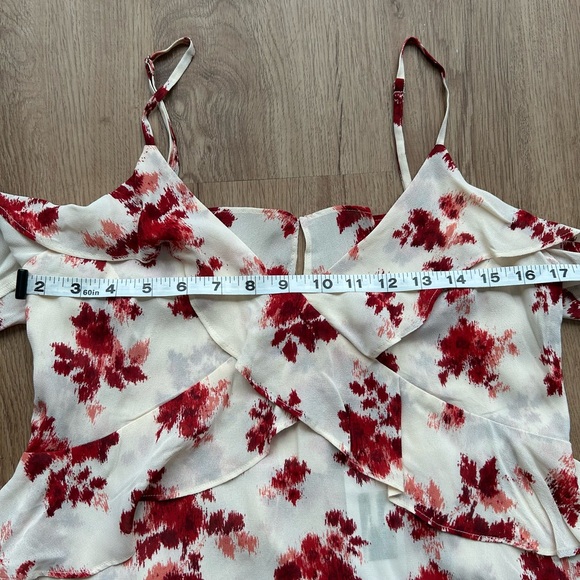Reformation Floral V-Neck Ruffle Tank Top NWT Viscose Size Small - Picture 8 of 9